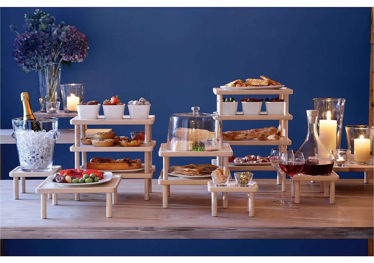 Set de Plateaux de Service STILT - Ensemble de 4 pièces en porcelaine et bois - LS 623875 - L.S.A.