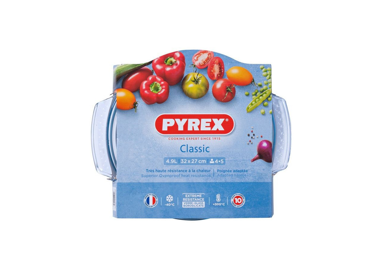 Plat OVEN CLASSIC - Ovale avec couvercle 4,9 litres en verre borosilicate - PY 002230 - Pyrex