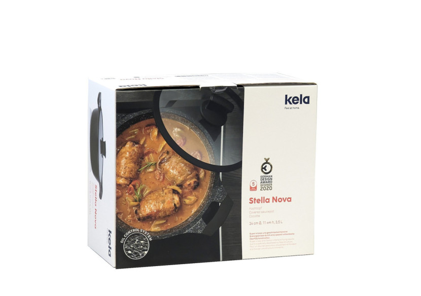 Cocotte STELLA NOVA - 3,5 litres avec couvercle et poignée Souftouch - KE 122194 - Kela Keuken