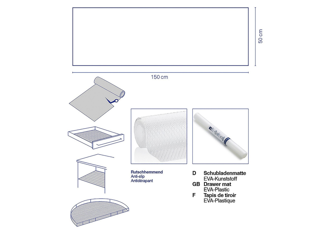 Tapis de Tiroir Soletta - Antidérapant et Flexible - KE 113901 - Kela Keuken