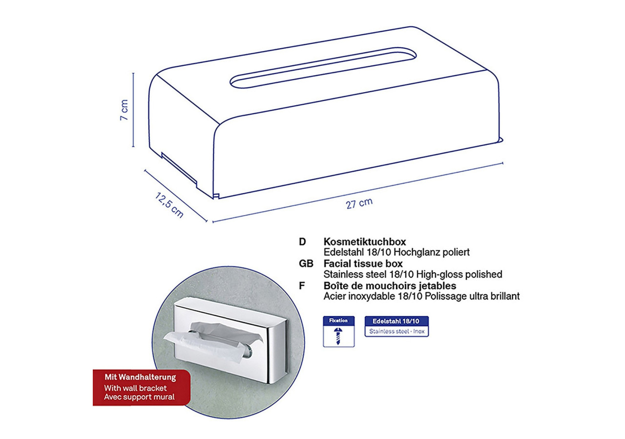 Boîte à Mouchoirs Faber - Design moderne en acier inoxydable - KE 228605 - Kela Badkamer