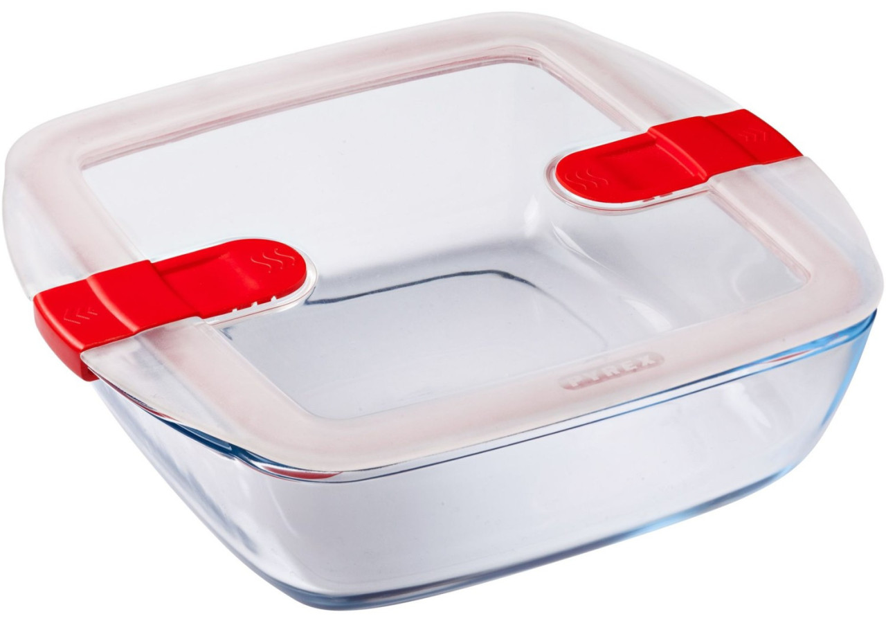 Container Alimentaire Cook & Heat - Verre Borosilicate 25 x 22 cm avec Couvercle - PY 279635 - Pyrex