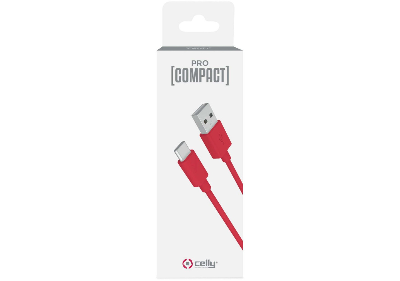 Câble USB Type-C ProCompact - 1 mètre Rouge - CE 750604 - Celly
