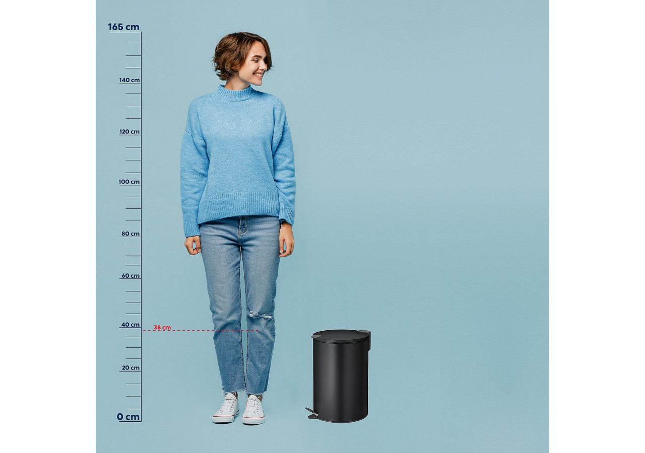 Poubelle Pédale Mats - 12L en Métal Noir - KE 106422 - Kela Badkamer