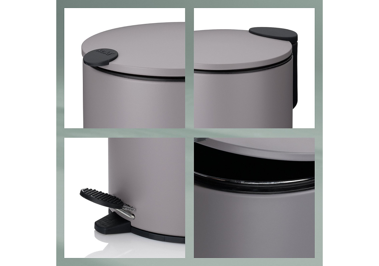 Poubelle Pédale Mats - 12L en Métal Noir - KE 106422 - Kela Badkamer