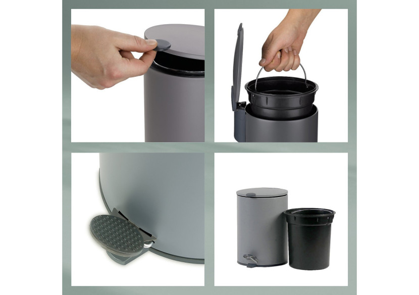 Poubelle Pédale Mats - 12L en Métal Noir - KE 106422 - Kela Badkamer Poubelle Pédale Mats - 12L en Métal Noir - KE 106422 - Kela Badkamer