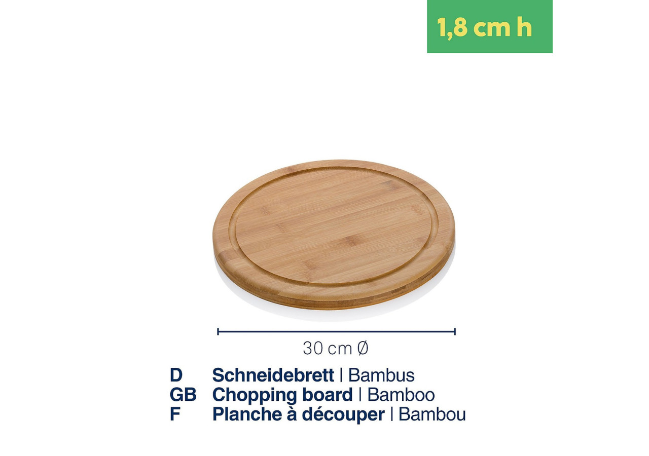 Planche à découper Katana - Ronde 30 cm en bambou durable - KE 120084 - Kela Keuken