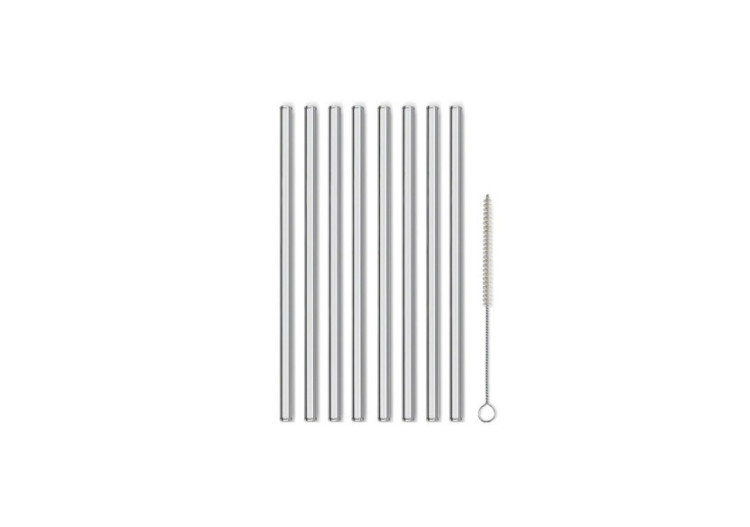 Set de 8 Pailles en Verre GRACE - 23 cm avec brosse de nettoyage - KE 125386 - Kela Keuken