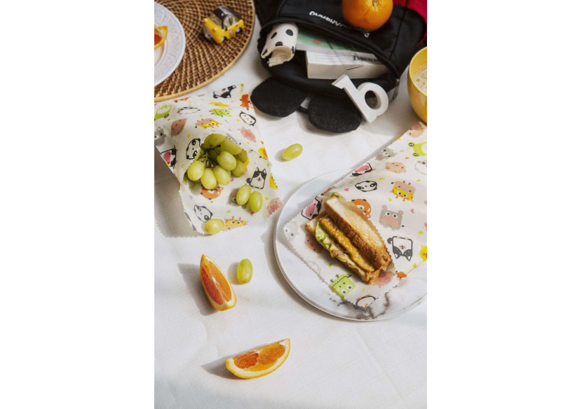 Sac à Lunch ENFANTS - Set de 2 en cire d'abeille - BW 741553 - Bee's Wax Sac à Lunch ENFANTS - Set de 2 en cire d'abeille - BW 741553 - Bee's Wax