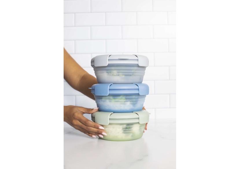 Bols Plats Pliables avec Couvercle - 1065 ml Denim - ST 408977 - Stojo