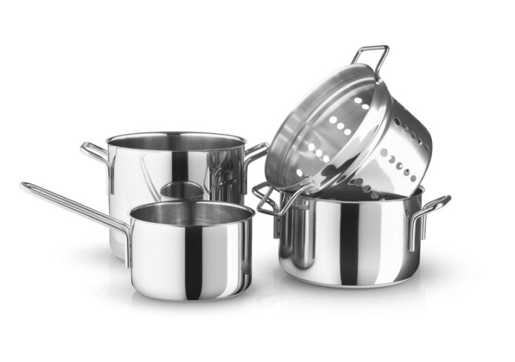 Ensemble de Casseroles en Acier Inoxydable - 4 Pièces Pratiques - ET 070232 - Eva Trio