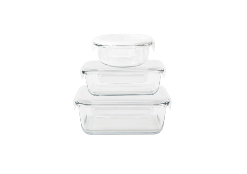 Set de boîtes de conservation en verre - 3 tailles pratiques - PE 813776 - Pebbly Set de boîtes de conservation en verre - 3 tailles pratiques - PE 813776 - Pebbly