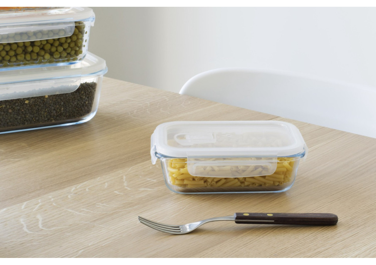 Boîte de Conservation Rectangulaire 650 ml - Verre Borosilicate, hermétique - PE 811901 - Pebbly