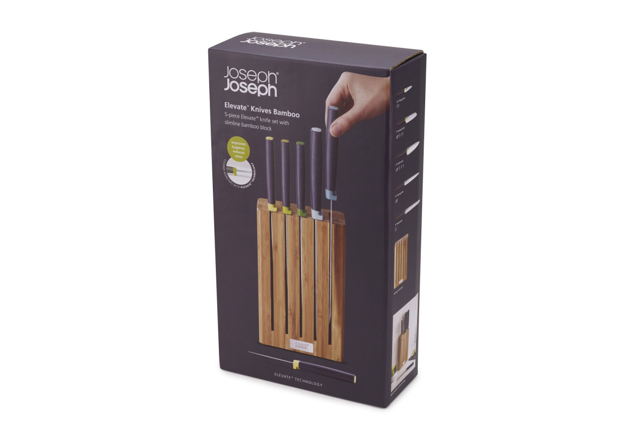 Bloc de couteaux Elevate avec 5 couteaux en bambou - JJ 103007 - Joseph Joseph
