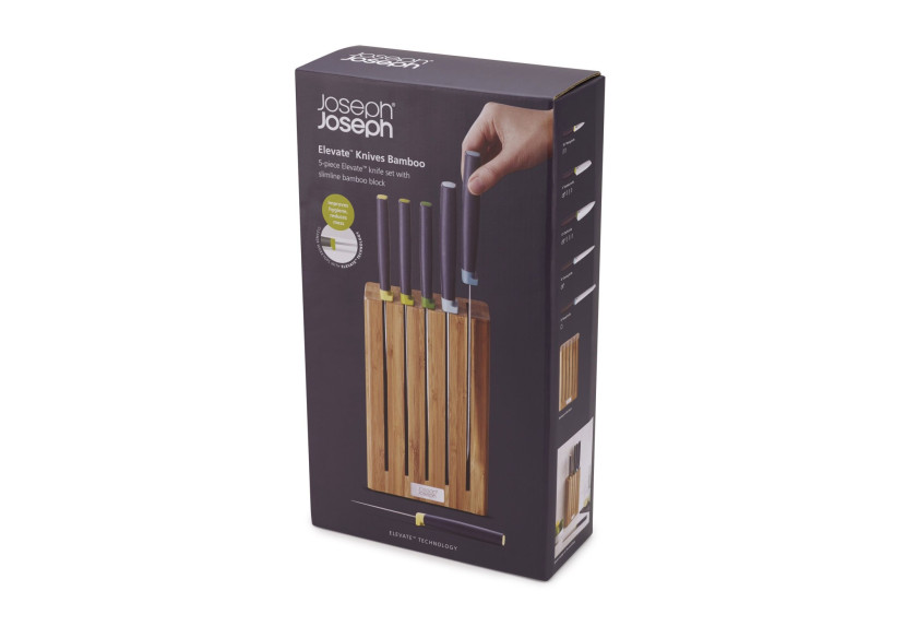 Bloc de couteaux Elevate avec 5 couteaux en bambou - JJ 103007 - Joseph Joseph Bloc de couteaux Elevate avec 5 couteaux en bambou - JJ 103007 - Joseph Joseph