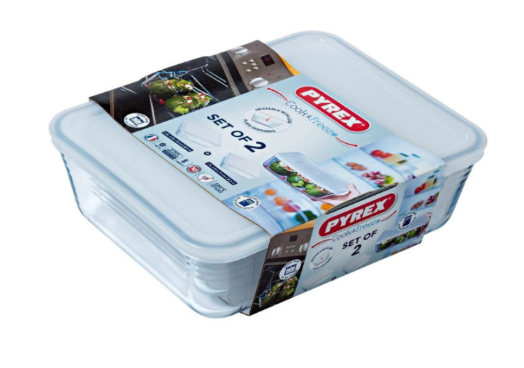 Set de 2 Bols Rectangulaires avec Couvercle - Pyrex Cook & Freeze - PY 277143 - Pyrex 2