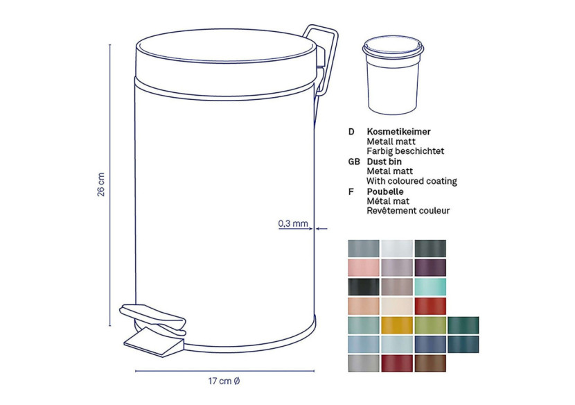 Poubelle Pédale 3 Litres - Design Mauve Bleu - KE 242922 - Kela Badkamer Poubelle Pédale 3 Litres - Design Mauve Bleu - KE 242922 - Kela Badkamer