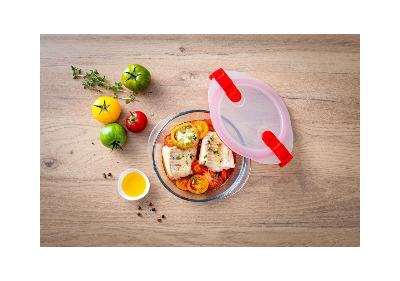 Boîte Alimentaire Cook & Heat - Verre Borosilicate 14 x 12 cm avec Couvercle - PY 279581 - Pyrex