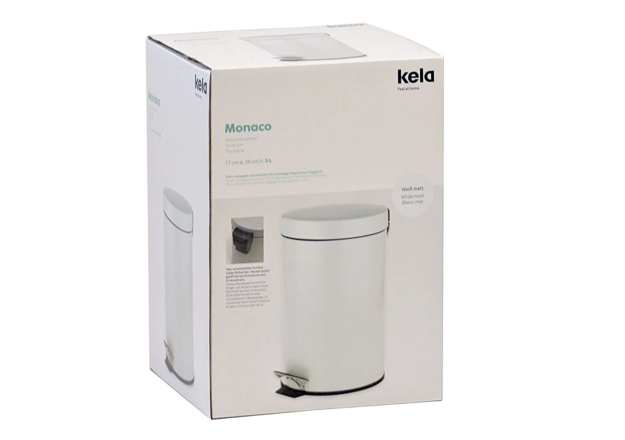 Poubelle Monaco avec Pédale - Capacité de 3 litres, design épuré - KE 181603 - Kela Badkamer