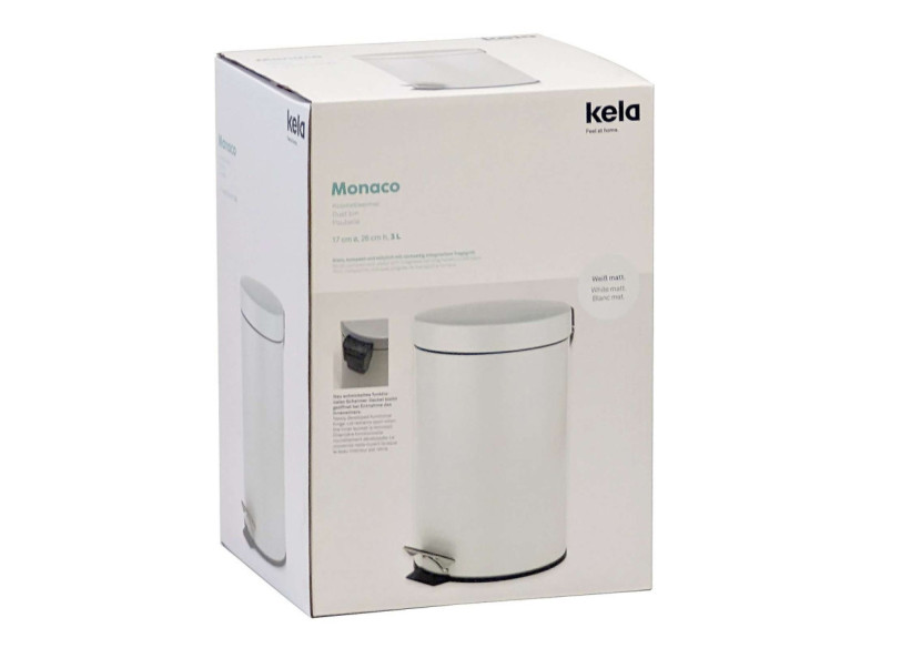 Poubelle Monaco avec Pédale - Capacité de 3 litres, design épuré - KE 181603 - Kela Badkamer Poubelle Monaco avec Pédale - Capacité de 3 litres, design épuré - KE 181603 - Kela Badkamer