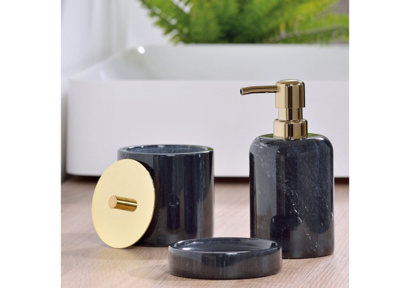 Distributeur de Cotons Kela - Marbre noir et doré - KE 200151 - Kela Badkamer Distributeur de Cotons Kela - Marbre noir et doré - KE 200151 - Kela Badkamer