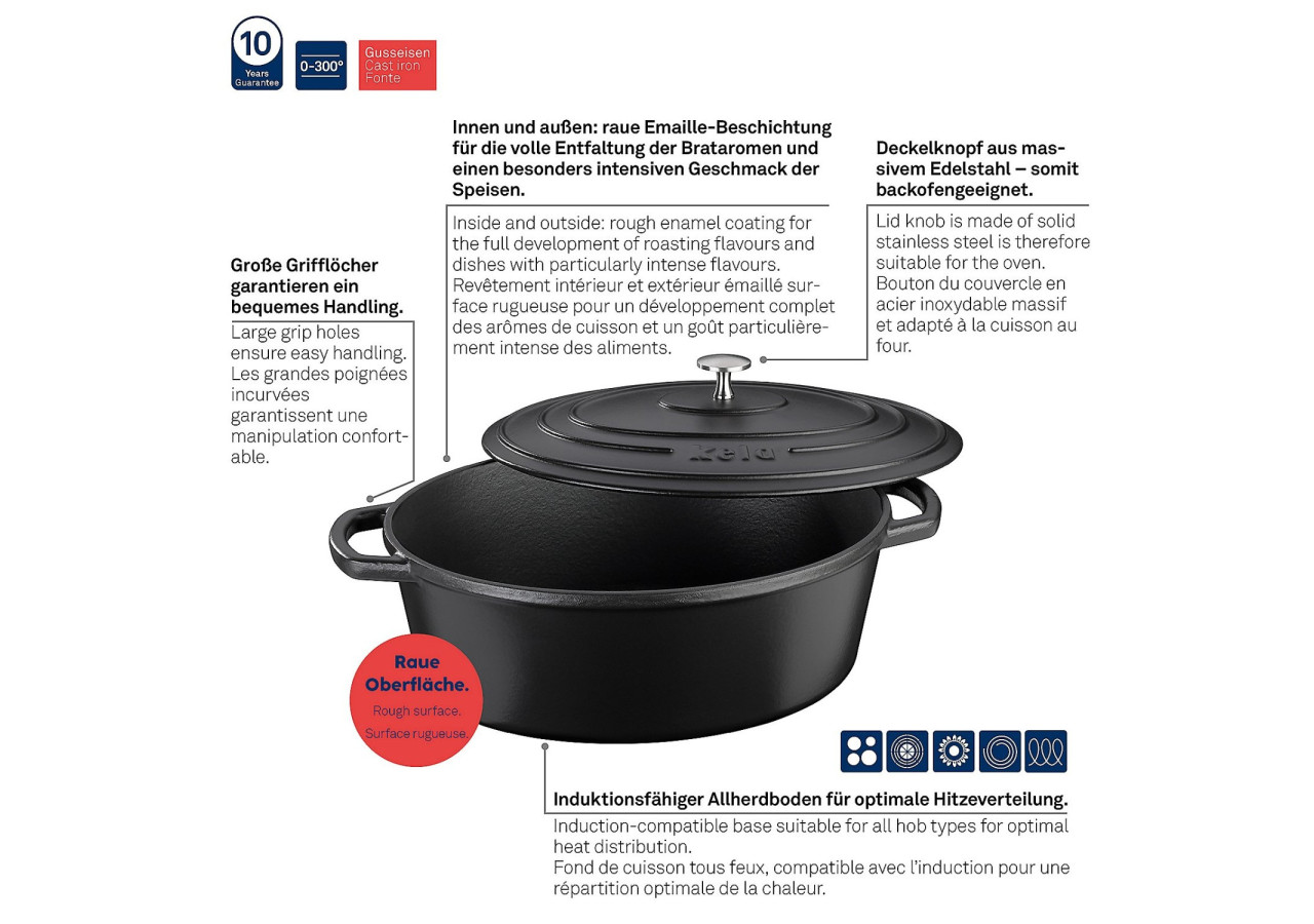 Cocotte Calido - 9,5 litres en fonte émaillée - KE 124747 - Kela Keuken