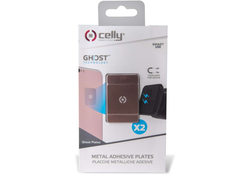 Set de 2 Plaques Magnétiques GhostPlate - Accessoire Pratique pour Smartphone - CE 732266 - Celly