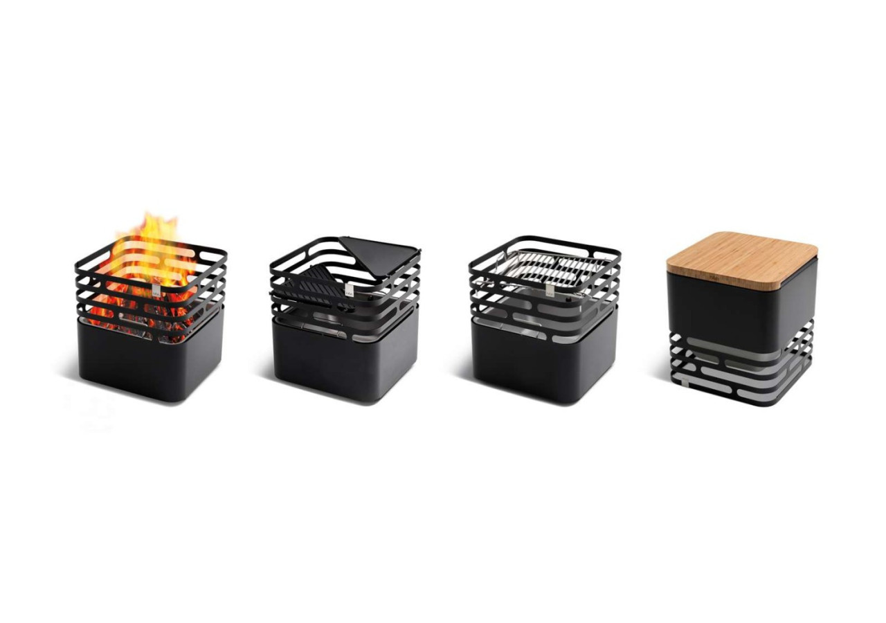 Cube Vuurkorf - Vuurkorf et barbecue multifonctionnel en acier inoxydable - HO 330122 - Höfats