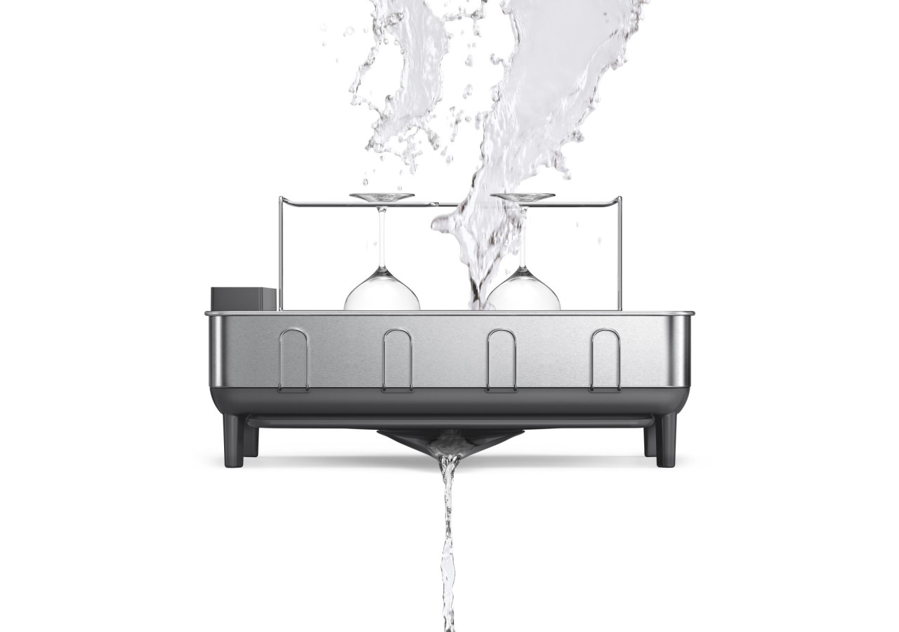 Égouttoir avec cadre en acier et porte-verres - Pratique et design - SH 021751 - Simplehuman