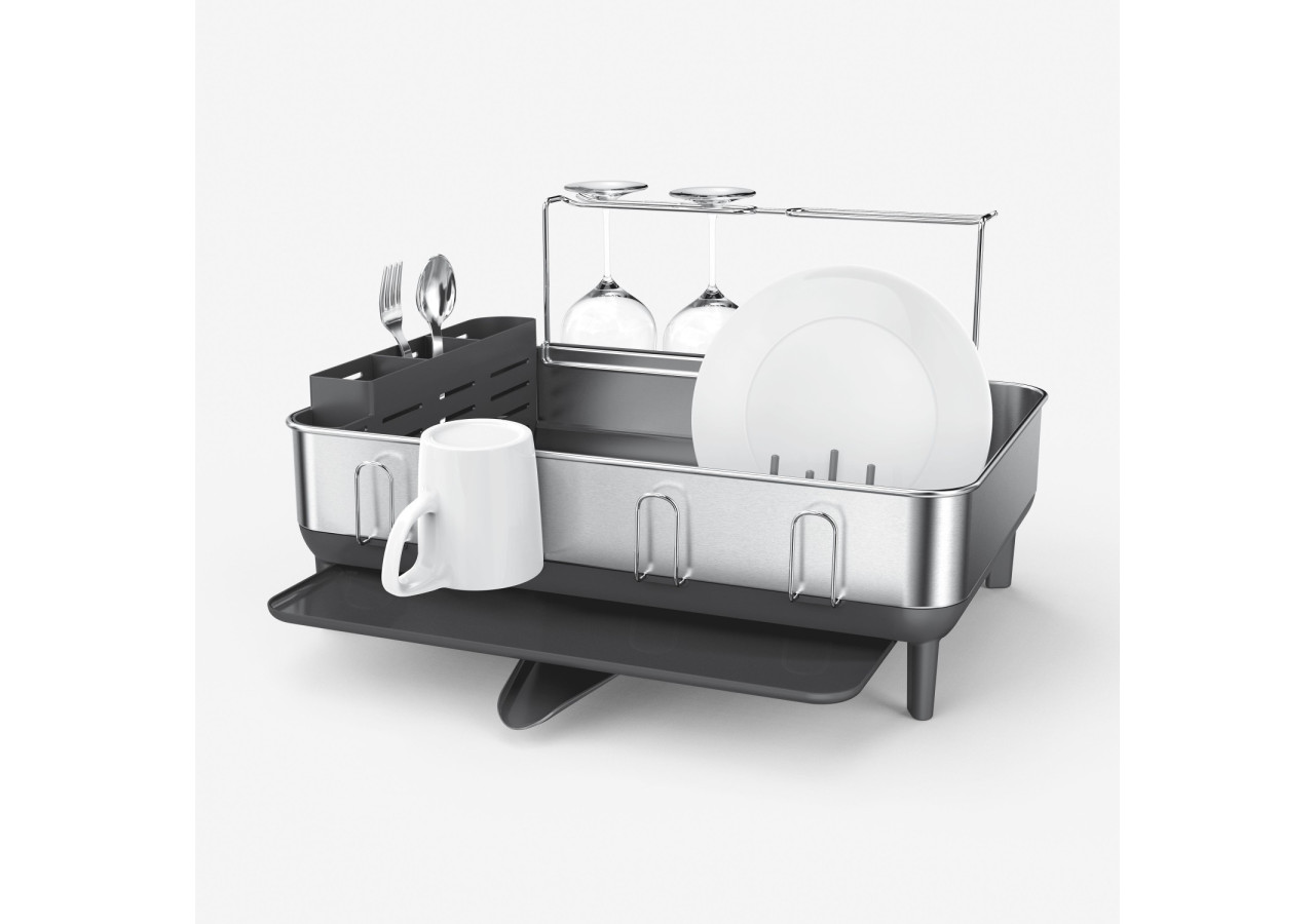 Égouttoir avec cadre en acier et porte-verres - Pratique et design - SH 021751 - Simplehuman