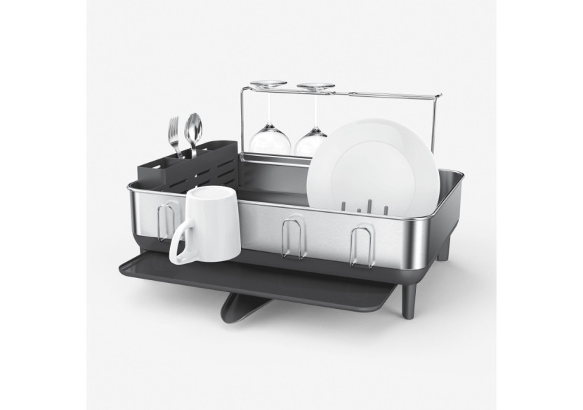 Égouttoir avec cadre en acier et porte-verres - Pratique et design - SH 021751 - Simplehuman Égouttoir avec cadre en acier et porte-verres - Pratique et design - SH 021751 - Simplehuman