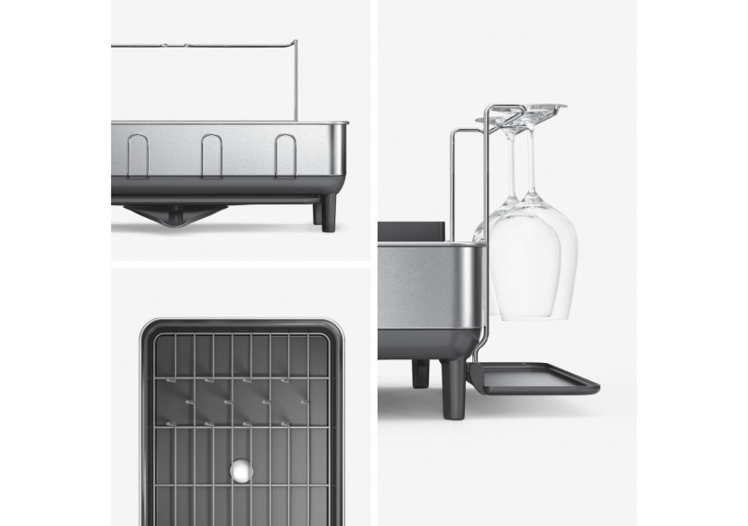 Égouttoir avec cadre en acier et porte-verres - Pratique et design - SH 021751 - Simplehuman Égouttoir avec cadre en acier et porte-verres - Pratique et design - SH 021751 - Simplehuman