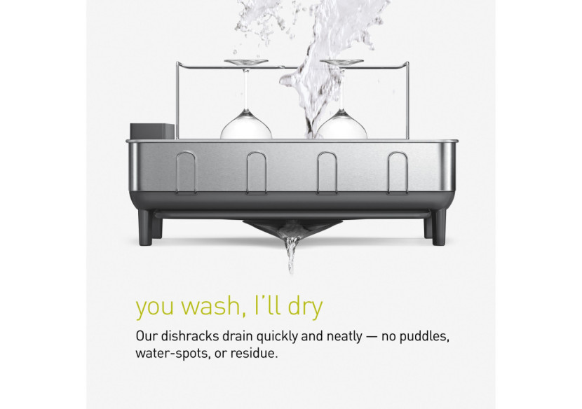 Égouttoir avec cadre en acier et porte-verres - Pratique et design - SH 021751 - Simplehuman Égouttoir avec cadre en acier et porte-verres - Pratique et design - SH 021751 - Simplehuman