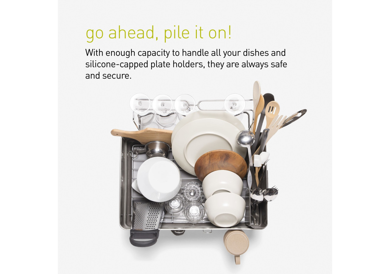 Égouttoir avec cadre en acier et porte-verres - Pratique et design - SH 021751 - Simplehuman