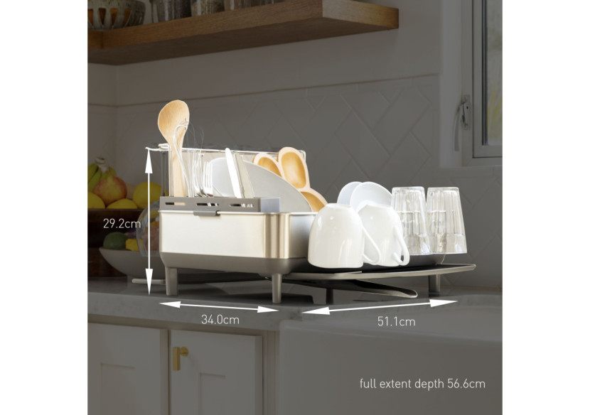 Égouttoir avec cadre en acier et porte-verres - Pratique et design - SH 021751 - Simplehuman Égouttoir avec cadre en acier et porte-verres - Pratique et design - SH 021751 - Simplehuman