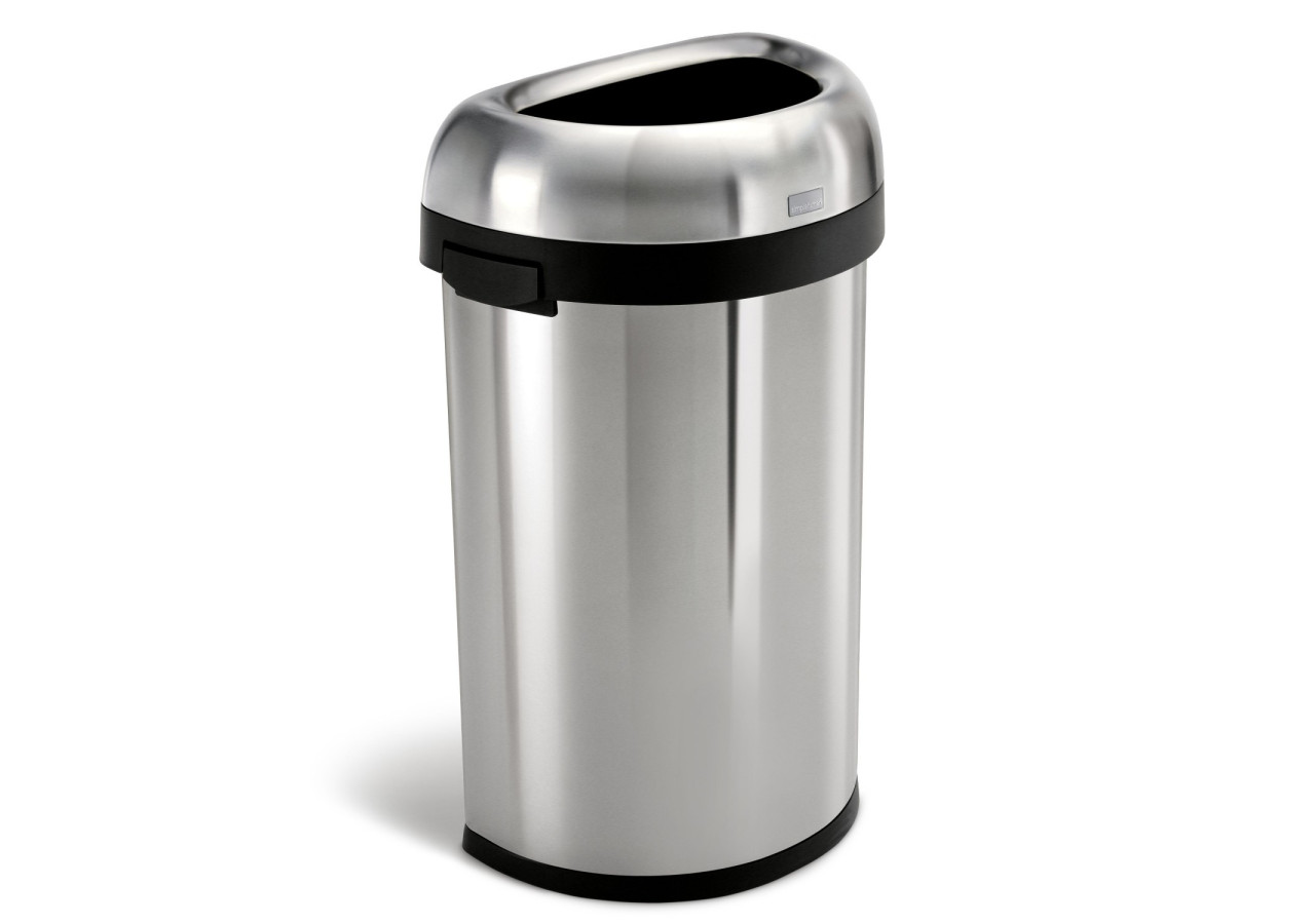 Poubelle Bullet Open - Design demi-rond 60 litres en inox - SH 013459 - Simplehuman