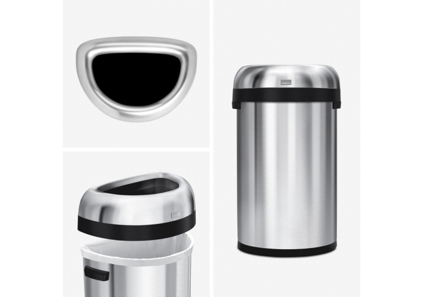 Poubelle Bullet Open - Design demi-rond 60 litres en inox - SH 013459 - Simplehuman Poubelle Bullet Open - Design demi-rond 60 litres en inox - SH 013459 - Simplehuman