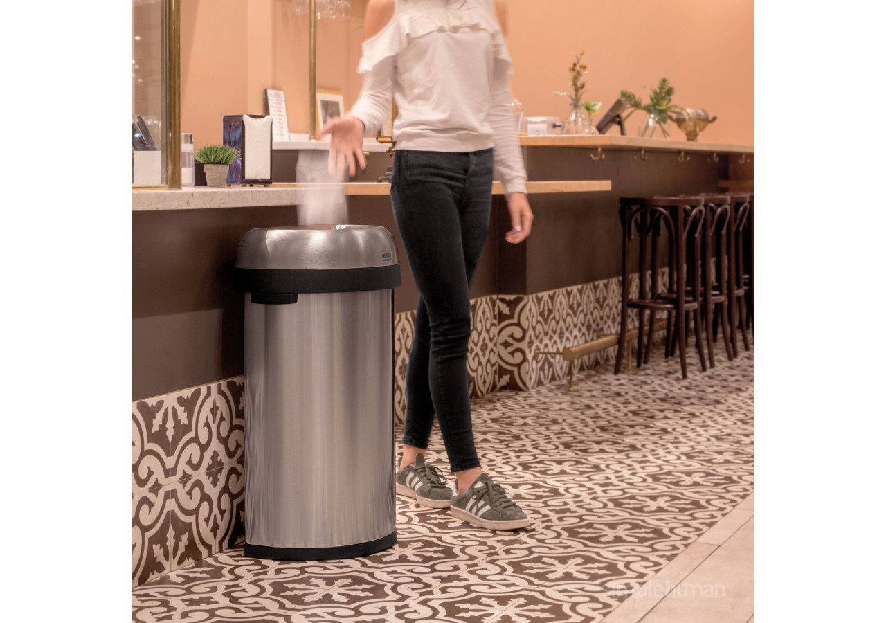 Poubelle Bullet Open - Design demi-rond 60 litres en inox - SH 013459 - Simplehuman