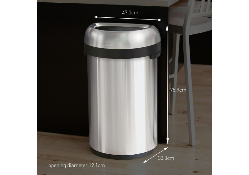 Poubelle Bullet Open - Design demi-rond 60 litres en inox - SH 013459 - Simplehuman Poubelle Bullet Open - Design demi-rond 60 litres en inox - SH 013459 - Simplehuman