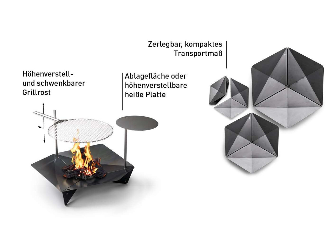 Braise Triple 90 - Foyer multifonction en acier corten - HO 330436 - HÃ¶fats