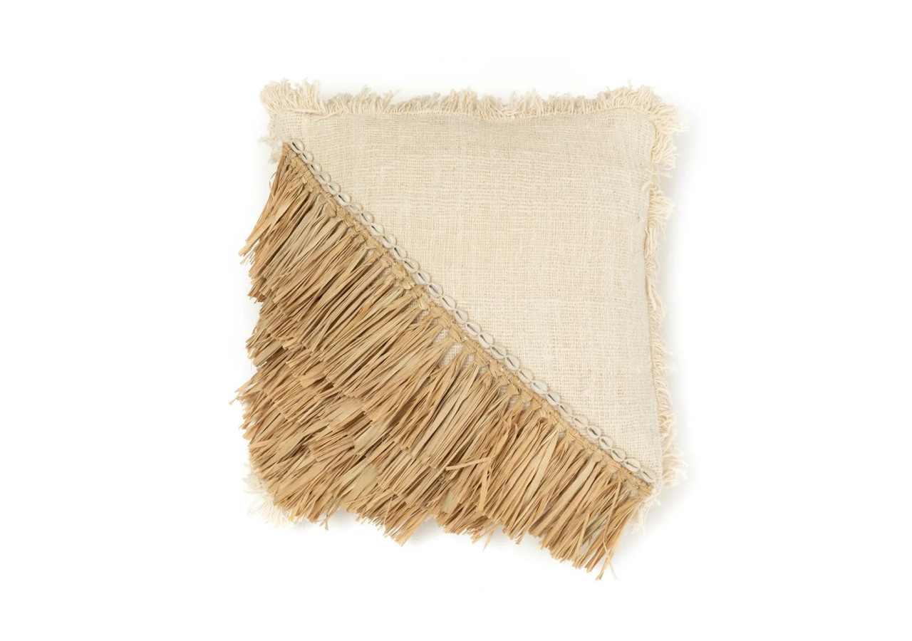 Housse de coussin Raffia - Blanc naturel 40x40 - BAVE010NW-M-40x40 - Bazar Bizar