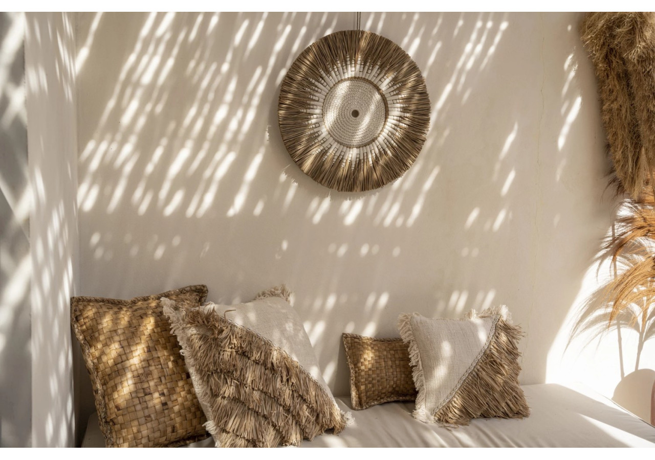 Housse de coussin Raffia - Blanc naturel 40x40 - BAVE010NW-M-40x40 - Bazar Bizar