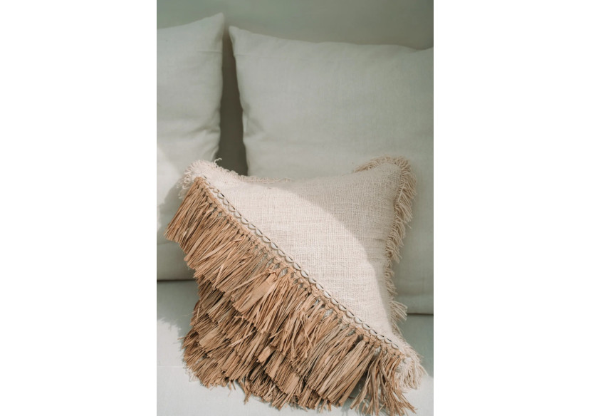 Housse de coussin Raffia - Blanc naturel 40x40 - BAVE010NW-M-40x40 - Bazar Bizar
