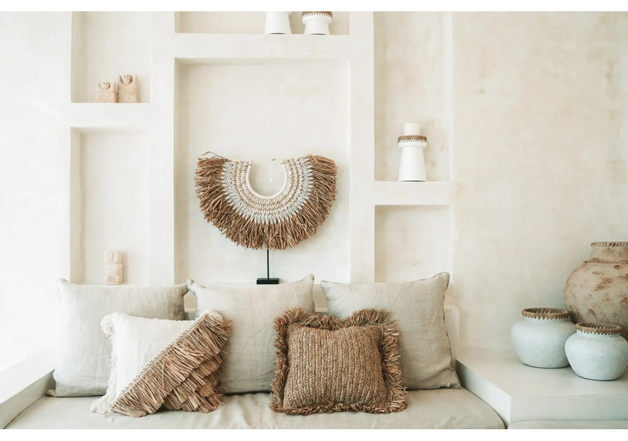 Housse de coussin Raffia - Blanc naturel 40x40 - BAVE010NW-M-40x40 - Bazar Bizar