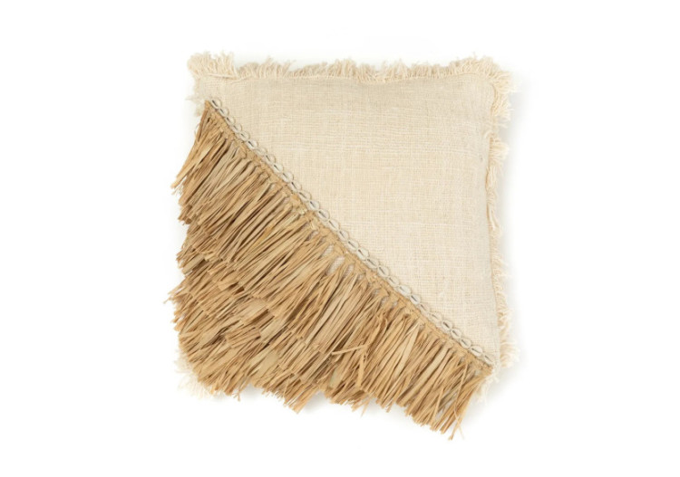 Housse de coussin Raffia - Blanc naturel 60x60 - BAVE010NW-L-60x60 - Bazar Bizar