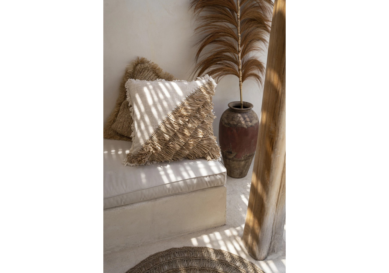Housse de coussin Raffia - Blanc naturel 60x60 - BAVE010NW-L-60x60 - Bazar Bizar