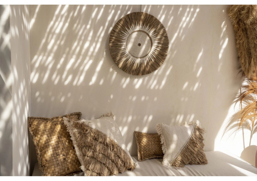 Housse de coussin Raffia - Blanc naturel 60x60 - BAVE010NW-L-60x60 - Bazar Bizar