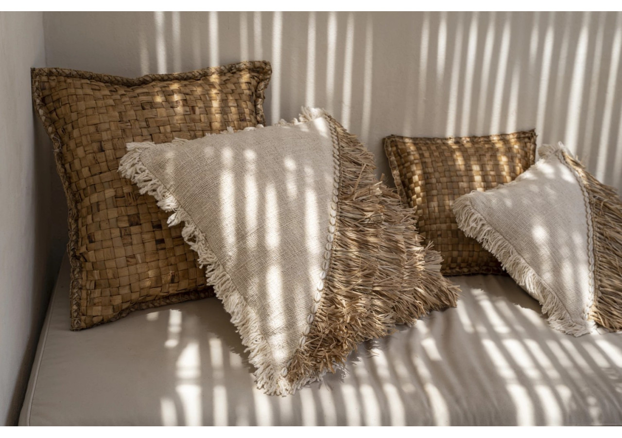 Housse de coussin Raffia - Blanc naturel 60x60 - BAVE010NW-L-60x60 - Bazar Bizar