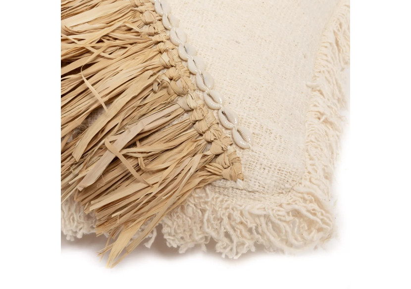 Housse de coussin Raffia - Blanc naturel 60x60 - BAVE010NW-L-60x60 - Bazar Bizar