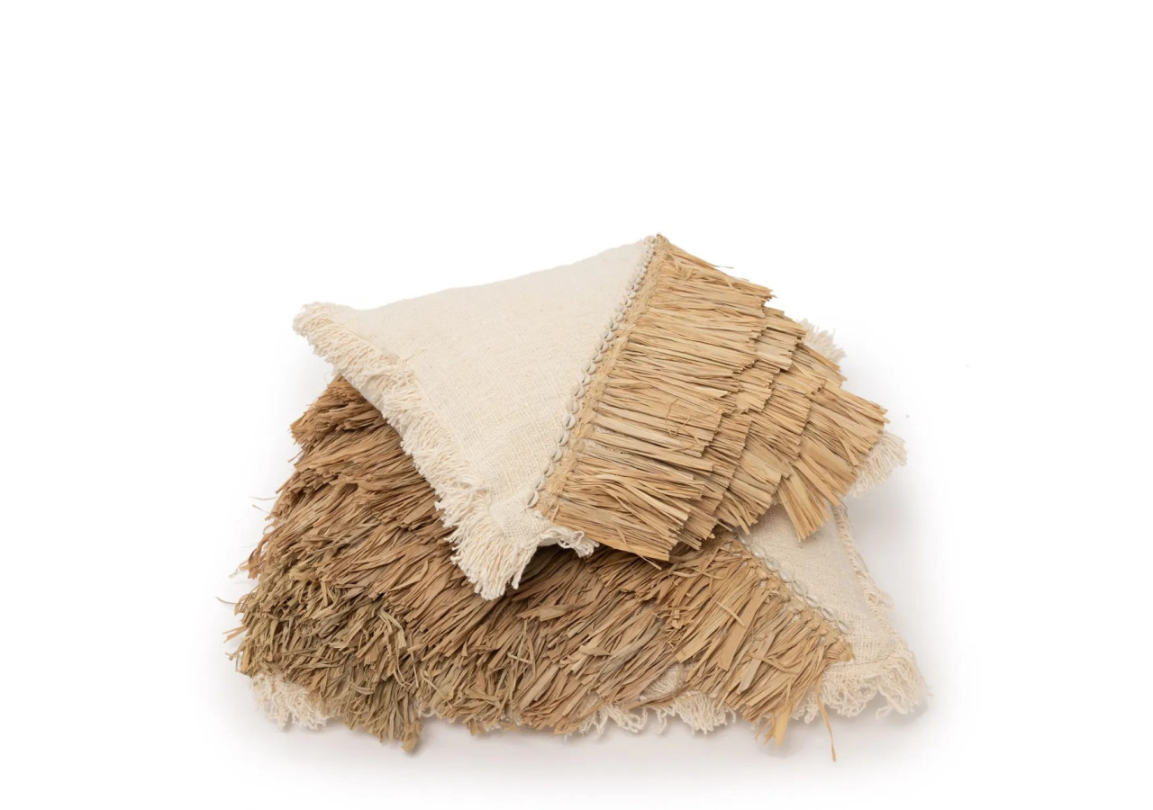 Housse de coussin Raffia - Blanc naturel 60x60 - BAVE010NW-L-60x60 - Bazar Bizar